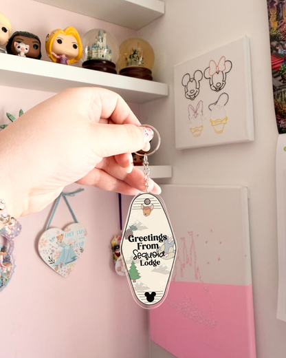 Greetings From Magical Land Hotel Motel Keychains