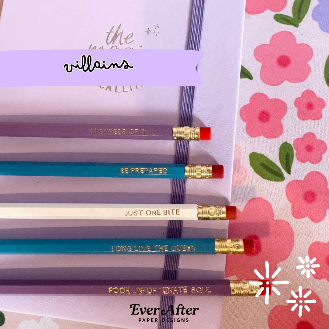 Evil Villains Pencils Set of 5 - Choose Your Foil