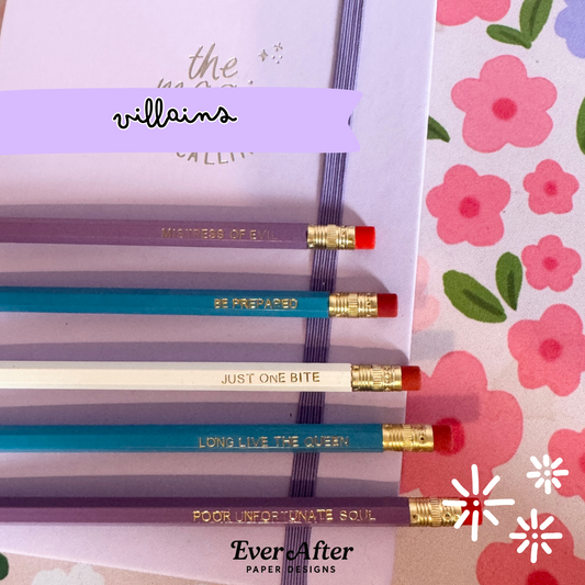 Evil Villains Pencils Set of 5 - Choose Your Foil