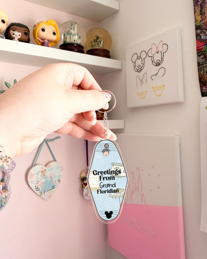 Greetings From Resort Motel Keychains