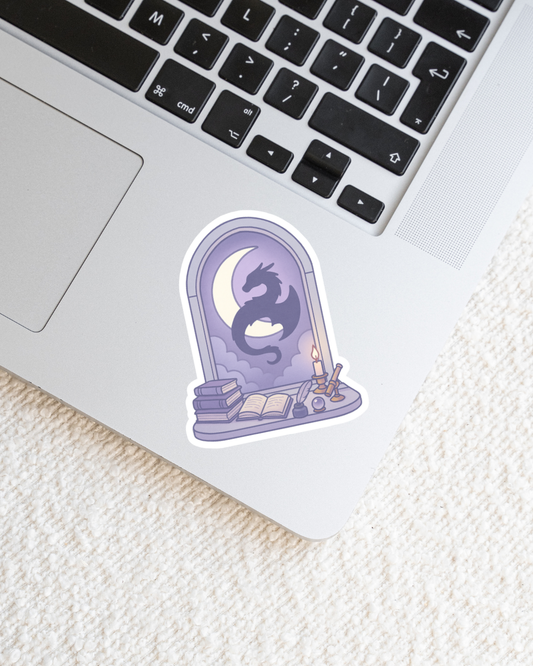 Moon Dragon Window Clear Sticker