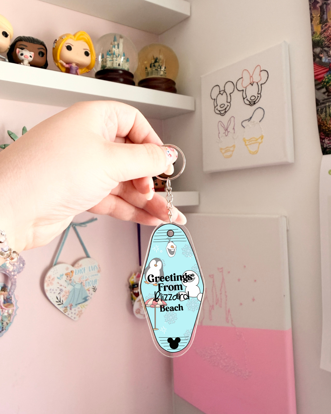 Greetings From Magical Parks Motel Keychains