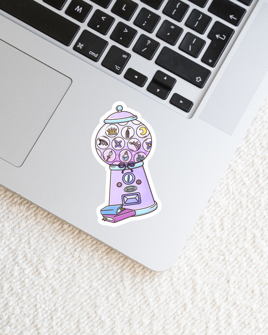 Fantasy Bookish Gumball Machine Vinyl Sticker