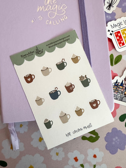Hot Cocoa Mugs Sticker Sheet