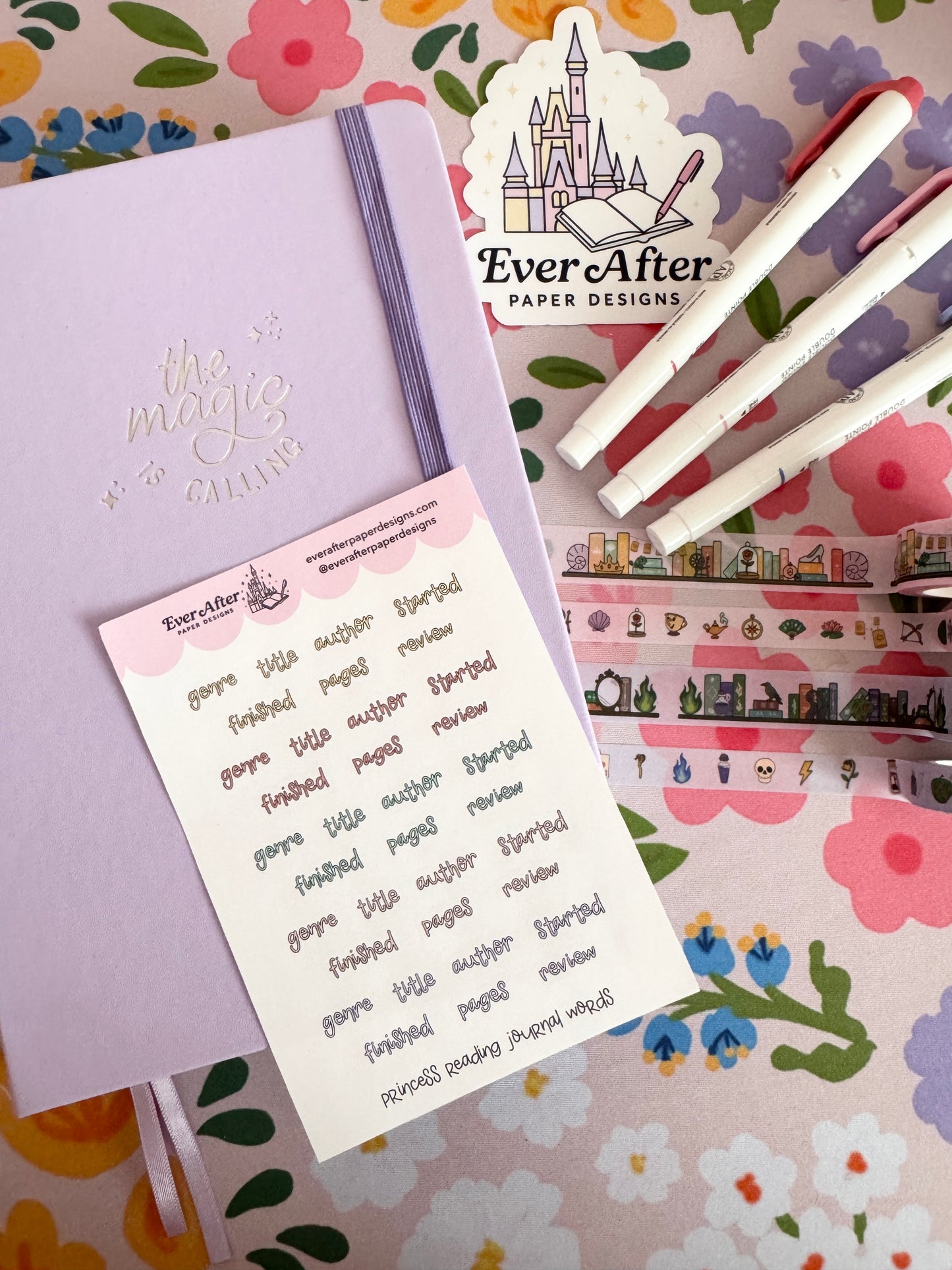 Princess Reading Journal Words Sticker Sheet