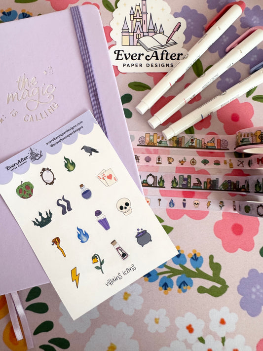 Villains Icons Sticker Sheet