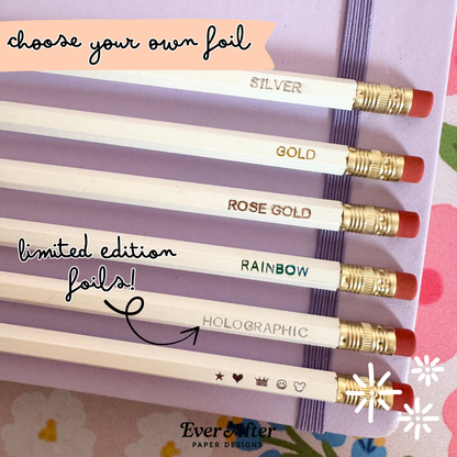 Personalised Pencils - Choose Names or Phrases & Icons - Choose Your Colour