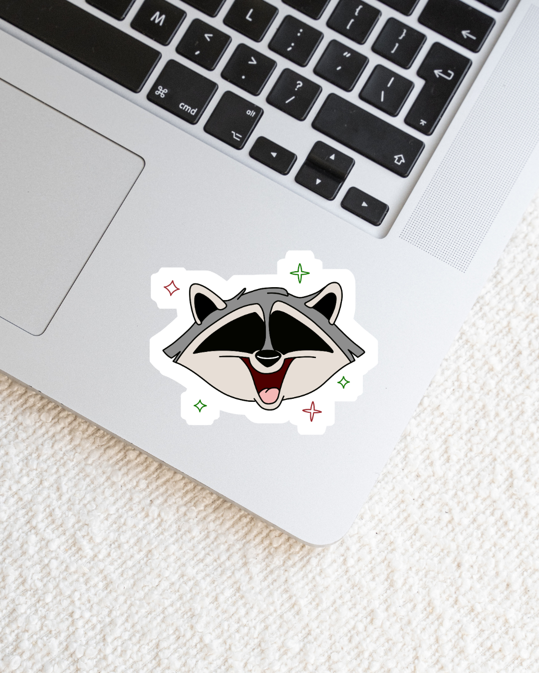 Playful Raccoon Big Face Vinyl Sticker