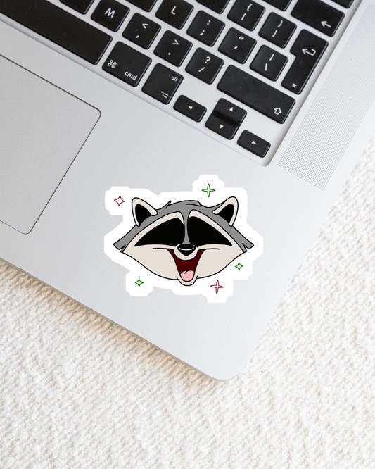 Playful Raccoon Big Face Vinyl Sticker