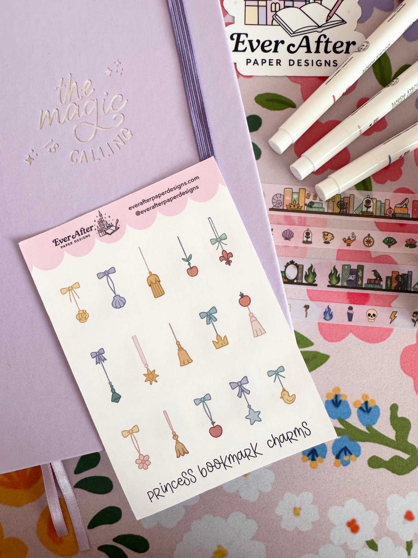 Princess Bookmark Charms Sticker Sheet