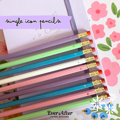 Personalised Single Icon Pencils - Choose Your Icon - Choose Your Colour