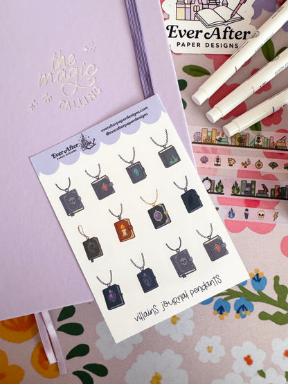 Villains Journal Pendants Sticker Sheet
