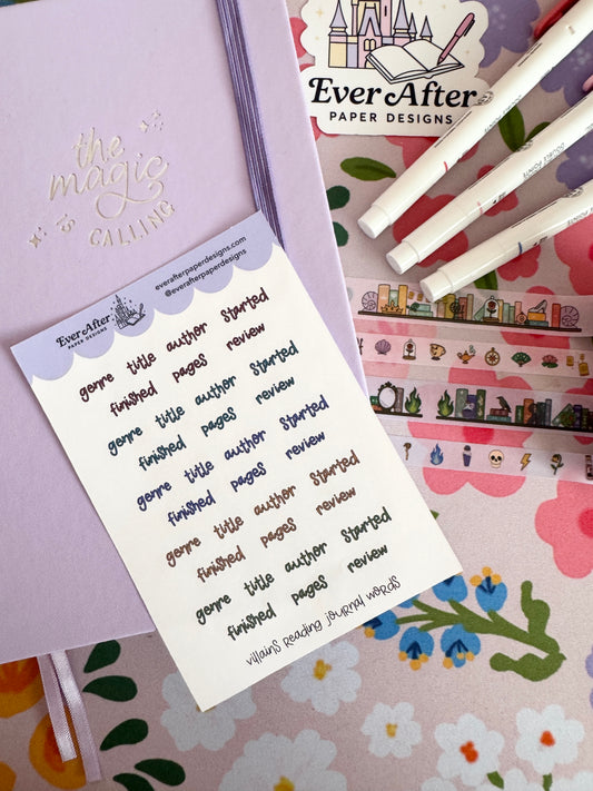 Villains Reading Journal Words Sticker Sheet