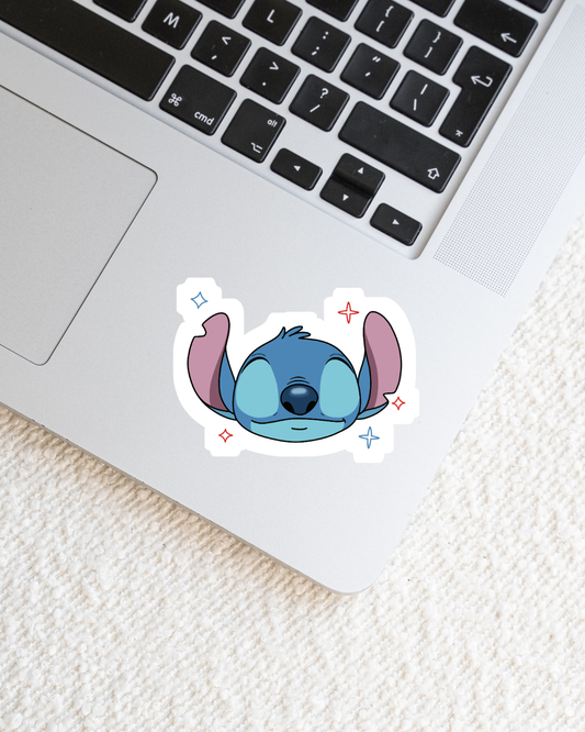 Blue Crazy Dog Big Face Vinyl Sticker