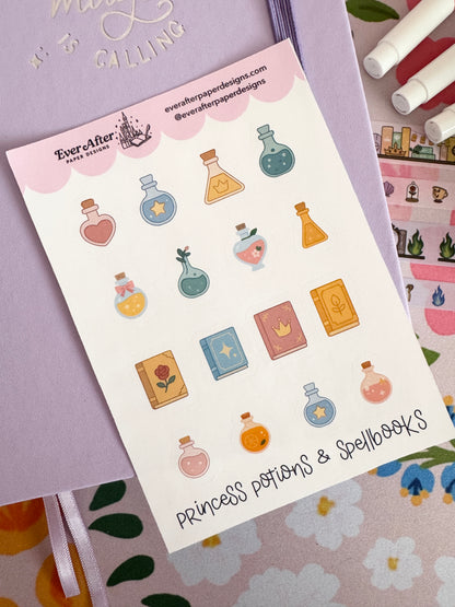 Princess Potions & Spellbooks Sticker Sheet
