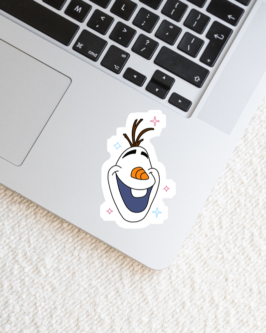 Loveable Snowman Big Face Vinyl Sticker