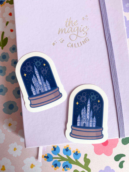 Magical Castle Fireworks Snow Globes Clear Sticker