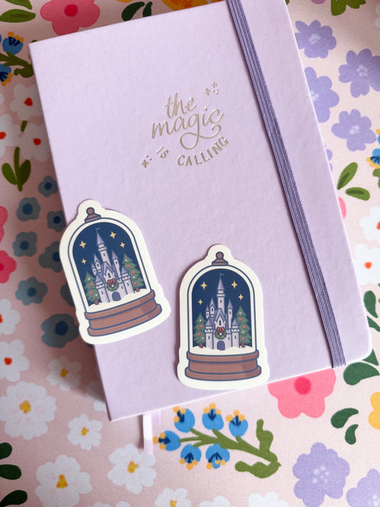 Magical Castle Christmas Snow Globes Clear Sticker