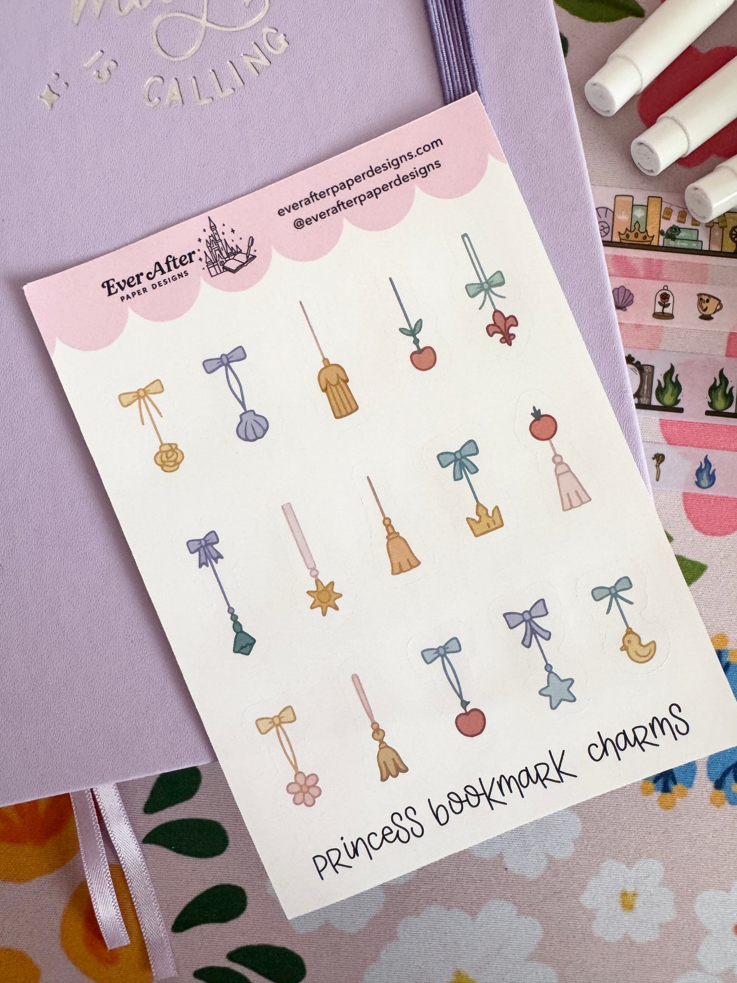 Princess Bookmark Charms Sticker Sheet