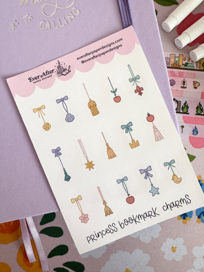 Princess Bookmark Charms Sticker Sheet