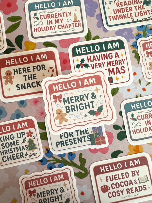 Hello I Am Merry & Bright Vinyl Sticker