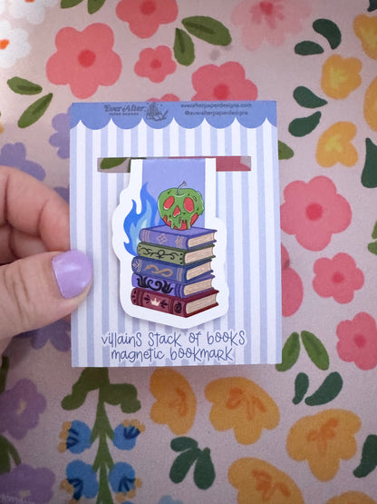 Villains Stack of Books Magnetic Bookmark