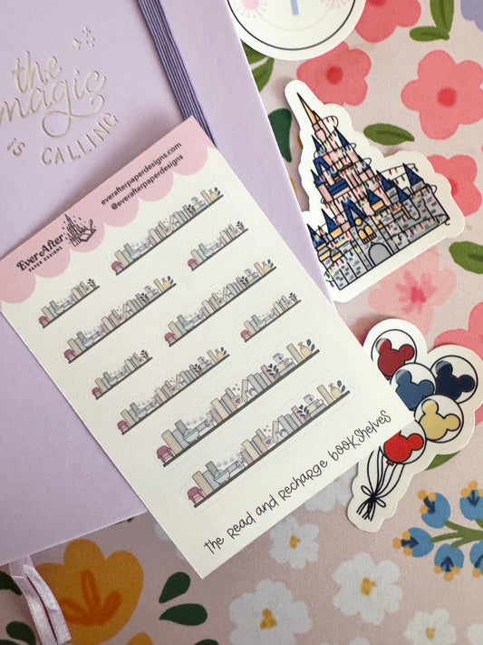 The Read & Recharge Book Club Bookshelves Sticker Sheet