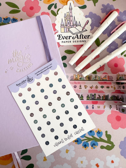 Villains Bullet Circles Sticker Sheet