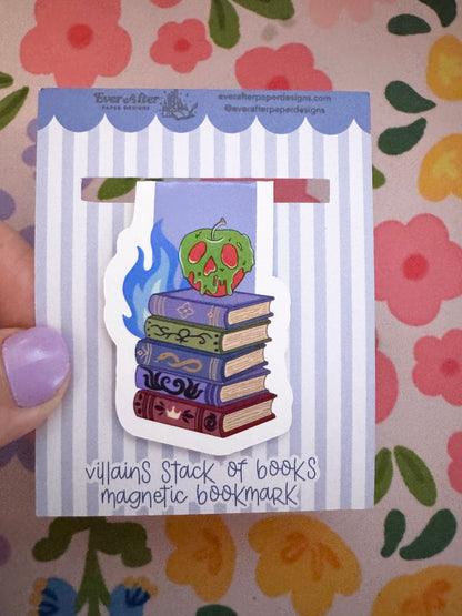 Villains Stack of Books Magnetic Bookmark