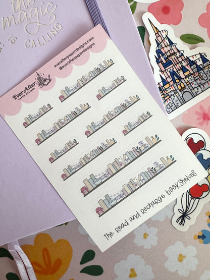 The Read & Recharge Book Club Bookshelves Sticker Sheet