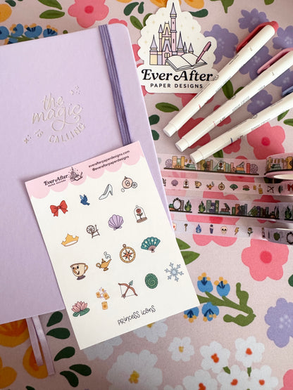 Princess Icons Sticker Sheet