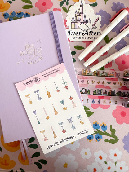 Princess Bookmark Charms Sticker Sheet