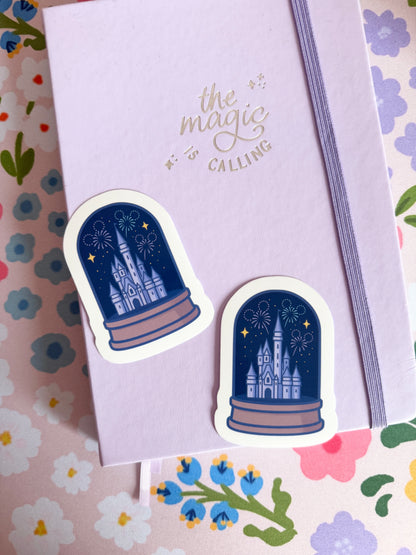 Magical Castle Fireworks Snow Globes Clear Sticker