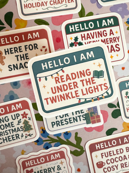 Hello I Am Reading Under Twinkle Lights Vinyl Sticker