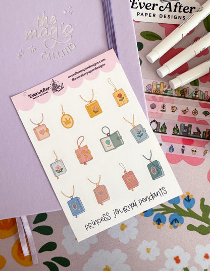 Princess Journal Pendants Sticker Sheet