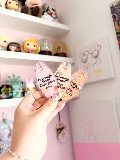 Greetings From Magical Land Hotel Motel Keychains