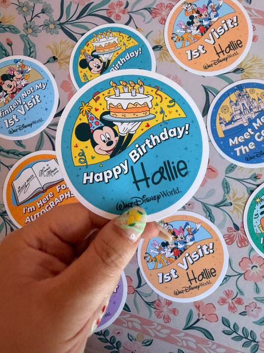 Happy Birthday Button Badge Vinyl Custom Sticker
