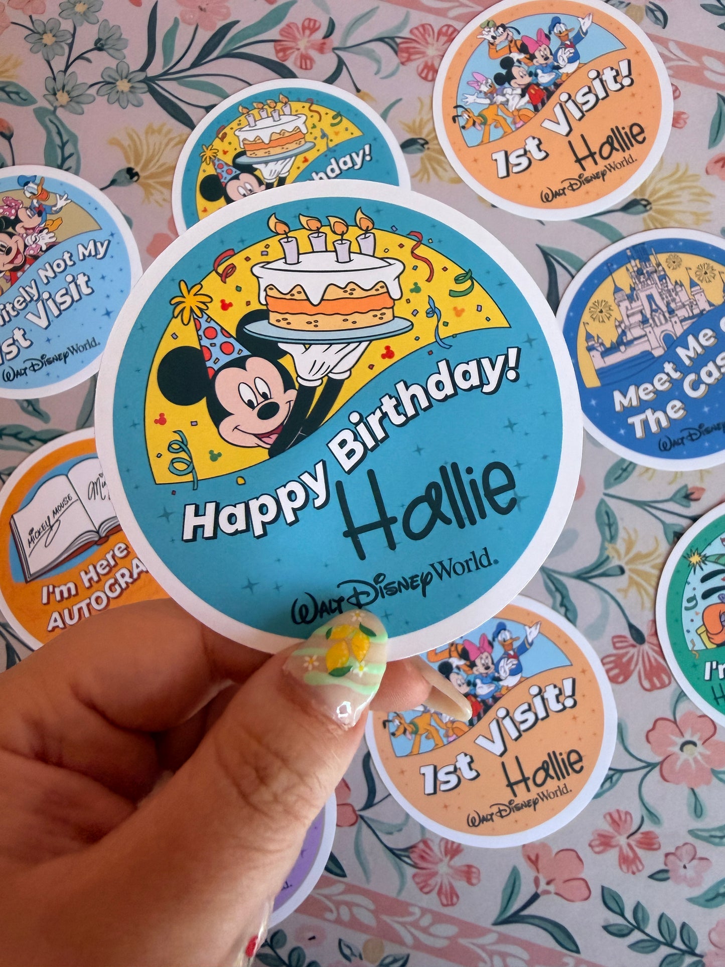 Happy Birthday Button Badge Vinyl Custom Sticker