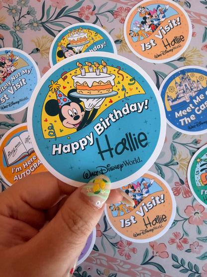 Happy Birthday Button Badge Vinyl Custom Sticker