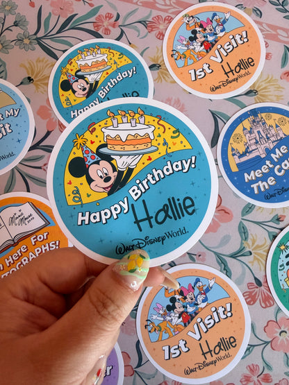 Happy Birthday Button Badge Vinyl Custom Sticker
