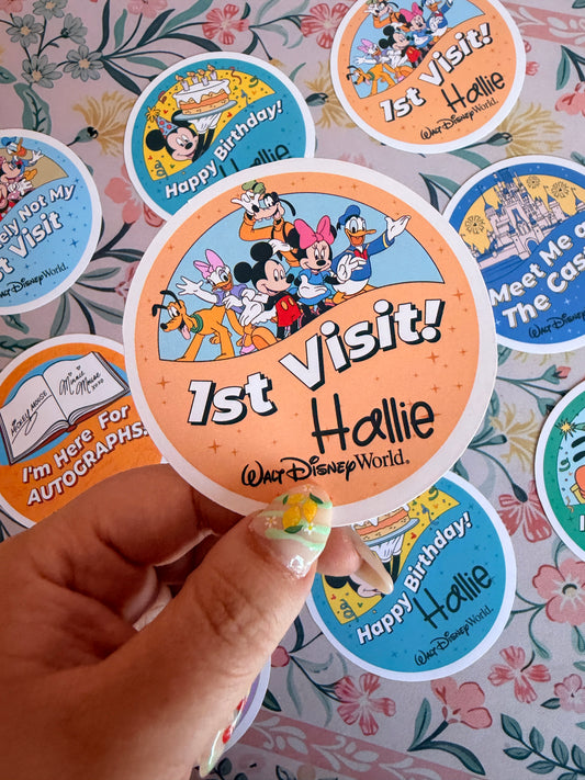 1st Visit Button Badge Vinyl Custom Sticker