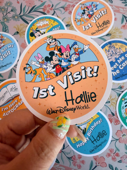 1st Visit Button Badge Vinyl Custom Sticker