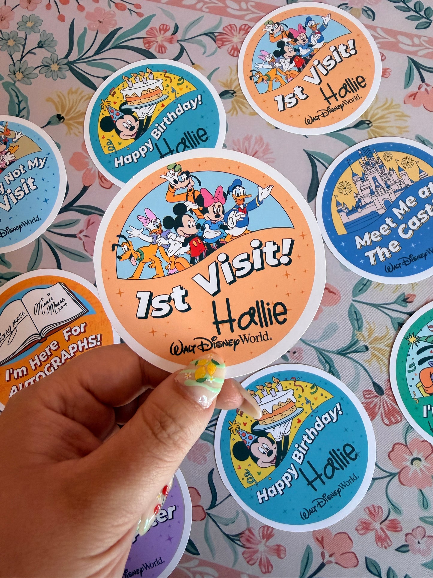 1st Visit Button Badge Vinyl Custom Sticker