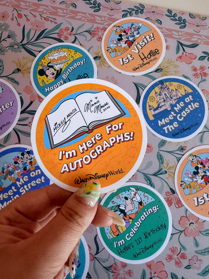 I'm Here For The Autographs Button Badge Vinyl Sticker