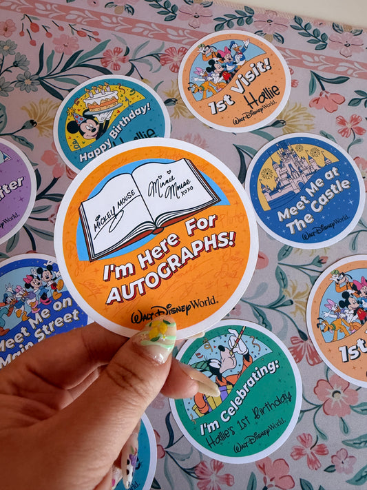 I'm Here For The Autographs Button Badge Vinyl Sticker