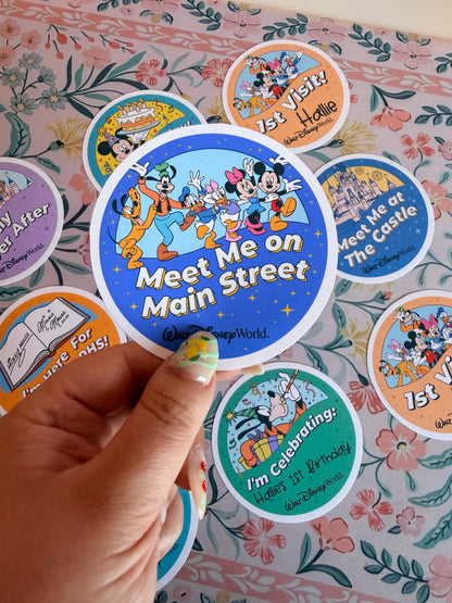 Meet Me On Main Street Button Badge Vinyl Sticker