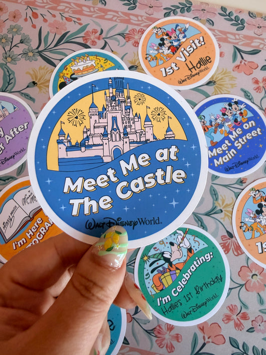 Meet Me At The Castle Button Badge Vinyl Sticker