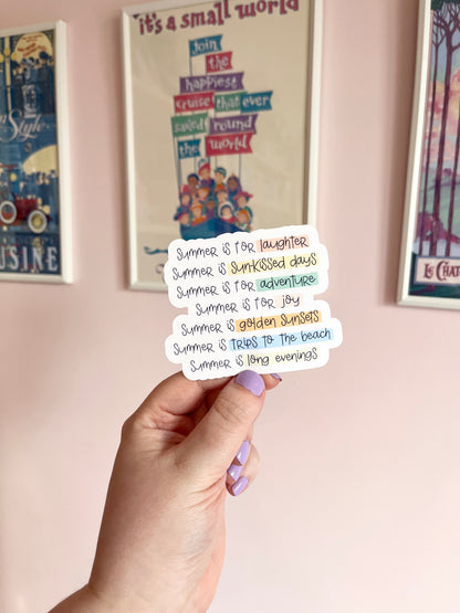 'Summer is...for laughter' Vinyl Sticker