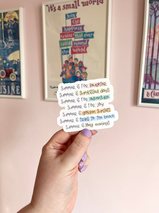 'Summer is...for laughter' Vinyl Sticker