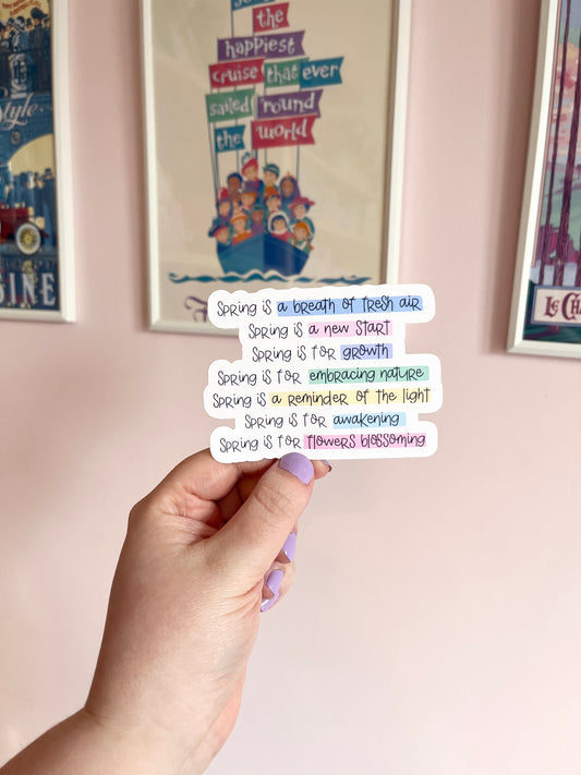 'Spring is...a breath of fresh air' Vinyl Sticker